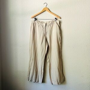 Chico's Cream 100% Linen Wide Leg Pants Size 2.5